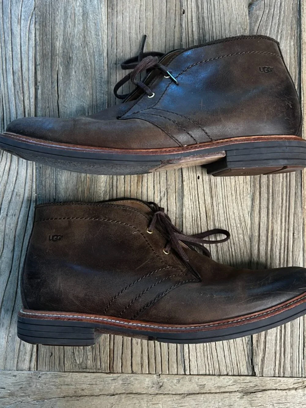 UGG Treadlite EnerG Comfort Brown Leather Chukka Boots Men's 10.5